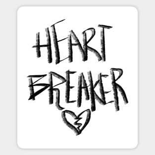 Heart Breaker Hand Lettering Brush Strokes and Cracked Heart Doodle, made by EndlessEmporium Magnet